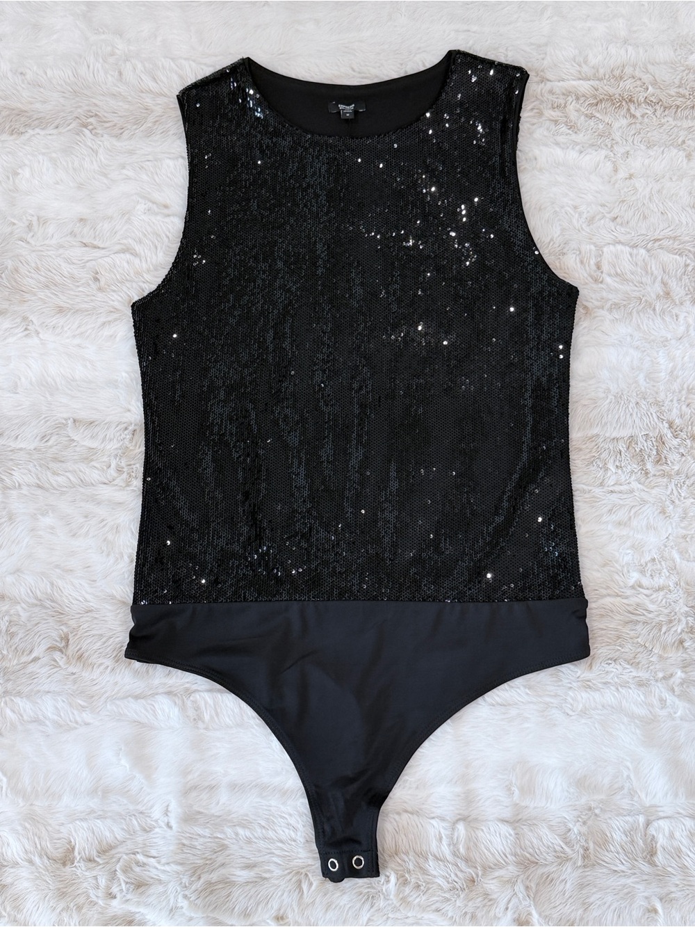 Express Black Sequin Sleeveless Bodysuit